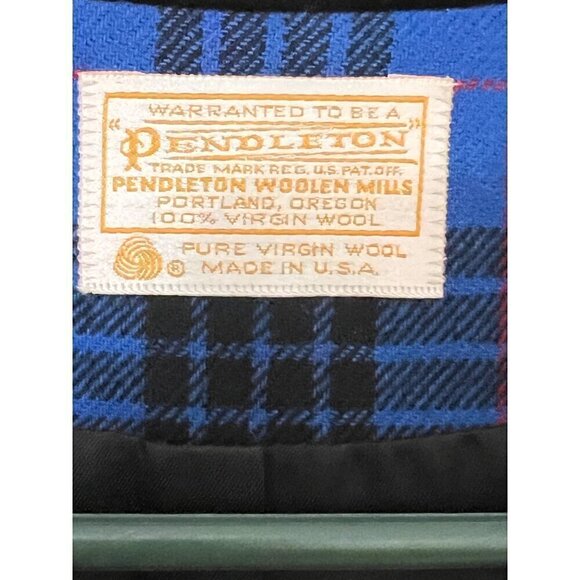 Vintage Pendleton Womens Blue Plaid Blazer Sz 6 Virgin Wool Velvet USA - Picture 3 of 13